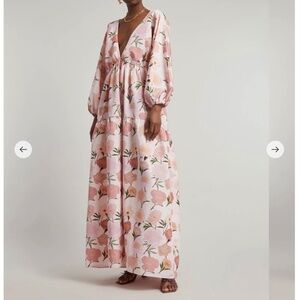 Bernadette Peony-Print Balloon-Sleeve Maxi Dress